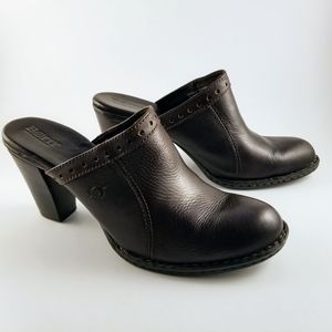 BORN Leather Espresso Brown Mules